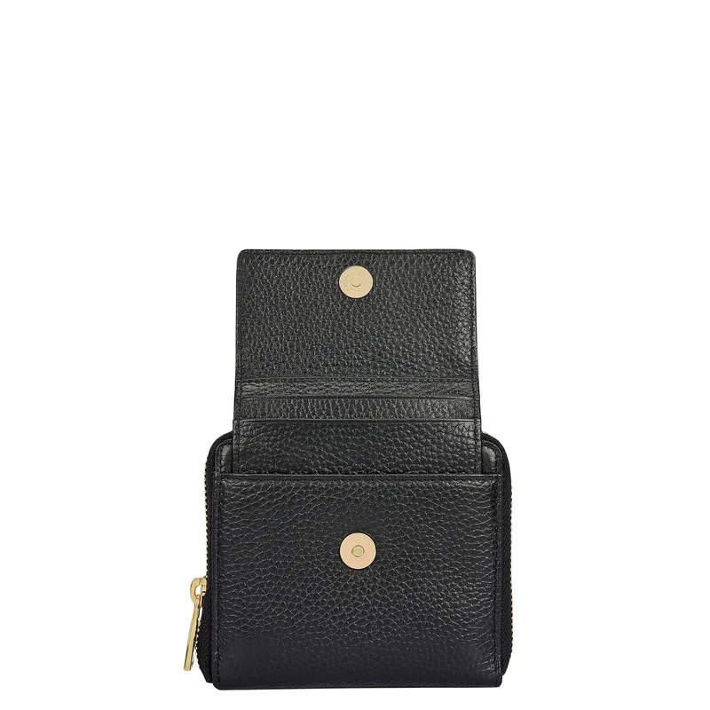 Da Milano black Wax Leather Ladies Wallet - Black for Women | Best Price UAE